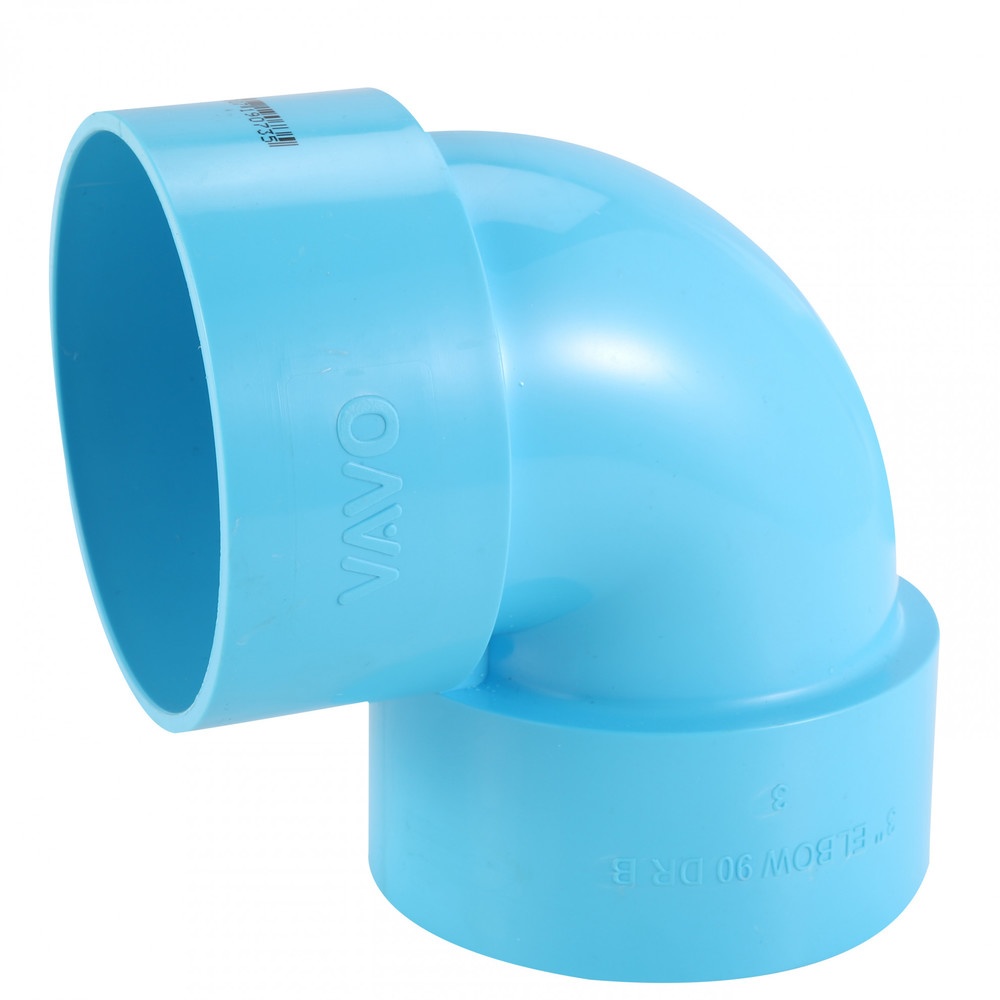 VAVO ข้องอ90 บาง 4 นิ้ว(100) สีฟ้า