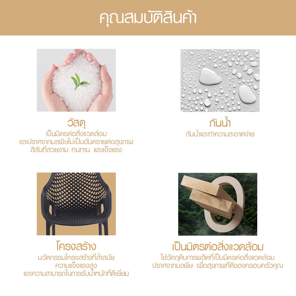 PULITO เก้าอี้พลาสติก รุ่น Zylen ขนาด 48x58x79 ซม. สีดำ