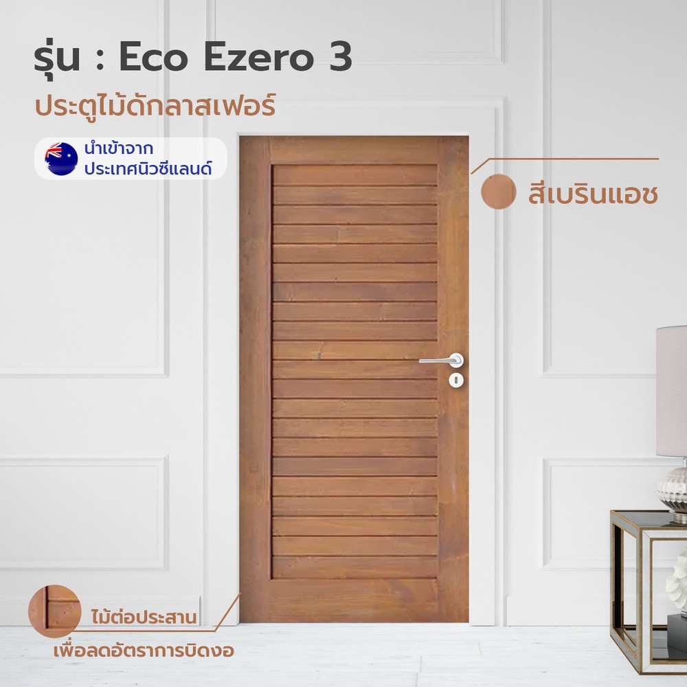 ประตูไม้ดักลาสเฟอร์เบรินแอช Eco Ezero 3 80x200 cm.
