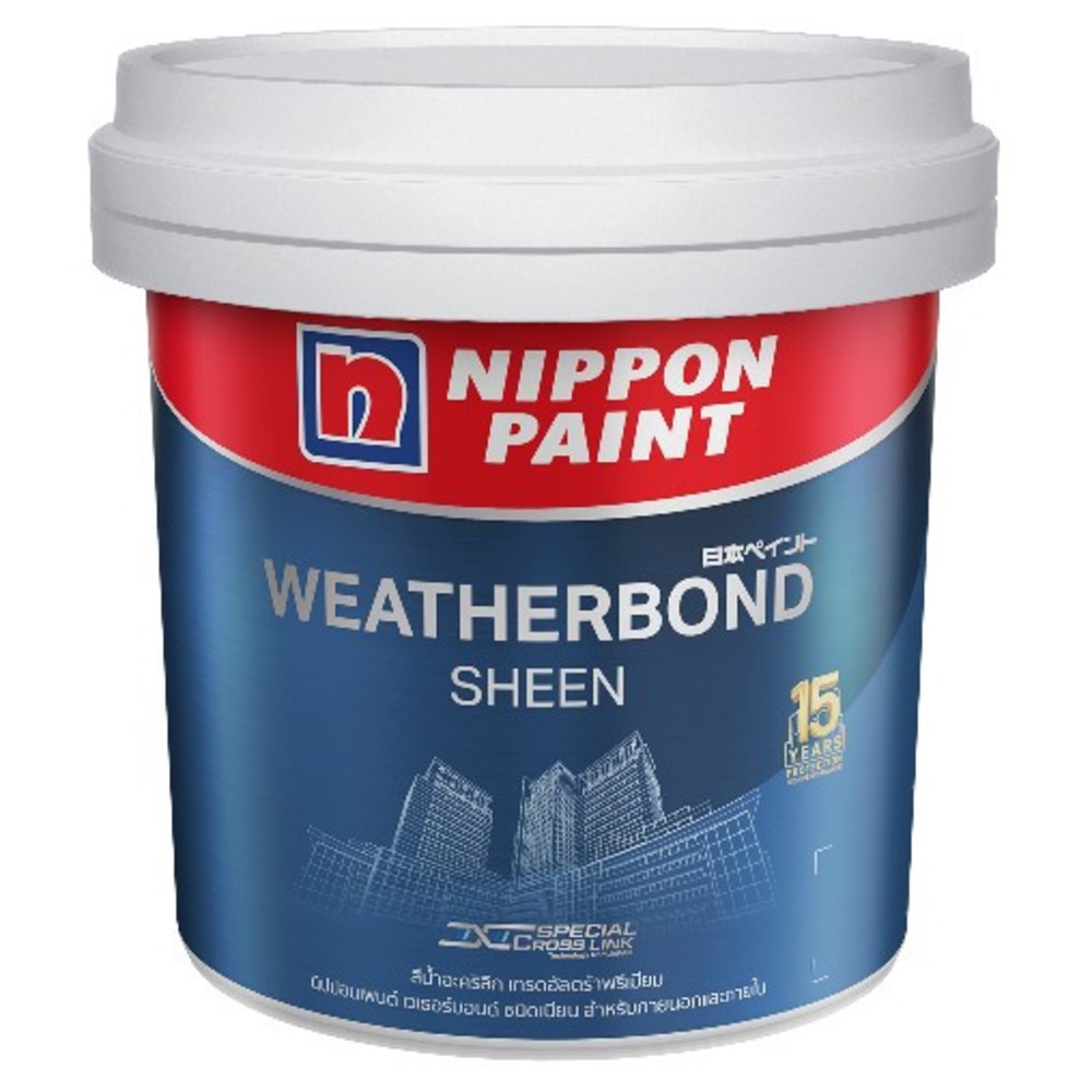 NIPPON PAINT สีน้ำภายนอก WEATHERBOND เนียน ขนาด 9 ลิตร เบส A