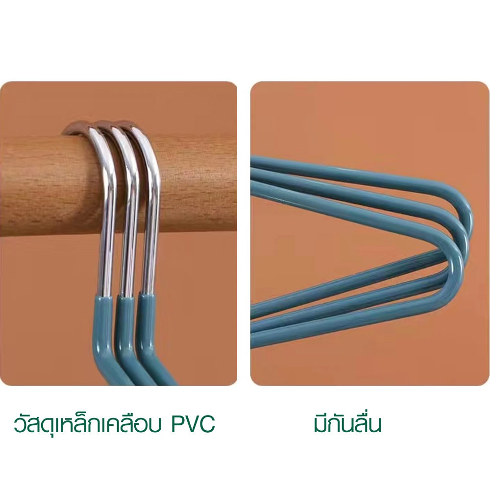 SAKU ไม้แขวนกางเกง รุ่น VY01-GN ขนาด 13x35xx0.3ซม. สีเขียว แพ็ค 3 ชิ้น