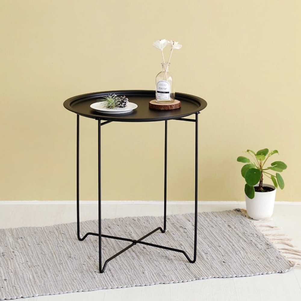 DELICATO โต๊ะวางถาด รุ่น LUNA-BLACK ขนาด 46x46x51 ซม. สีดำ