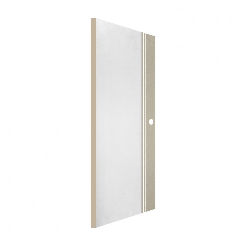 WELLINGTAN ประตู UPVC รุ่น WT028M (สำหรับใช้ภายนอก) เซาะร่อง ขนาด 80x200 ซม. สีทูโทน ขาว/เบจ (เจาะลูกบิด)