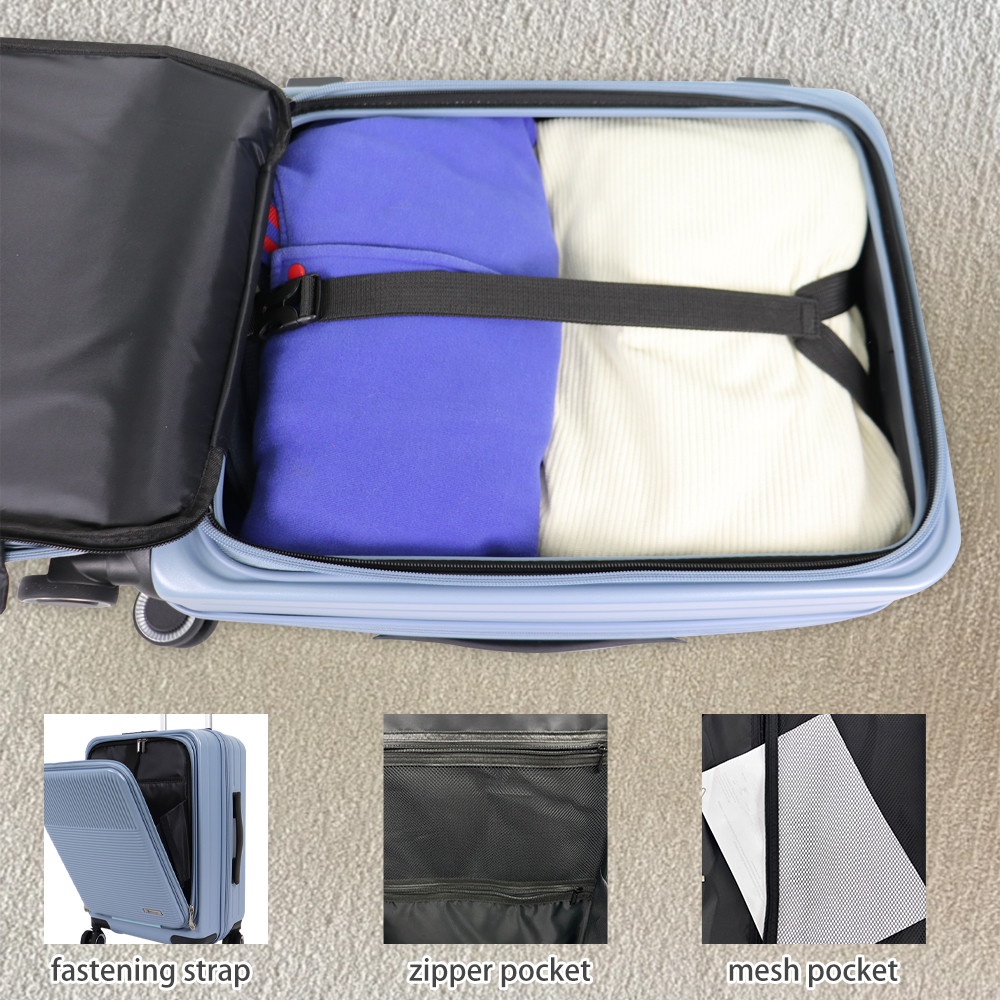 WETZLARS กระเป๋าเดินทาง ขนาด 20 นิ้ว พร้อมช่องใส่ของด้านหน้า รุ่น Spring-05 ขนาด 21x33x50 ซม. สีน้ำเงินอิบิซา