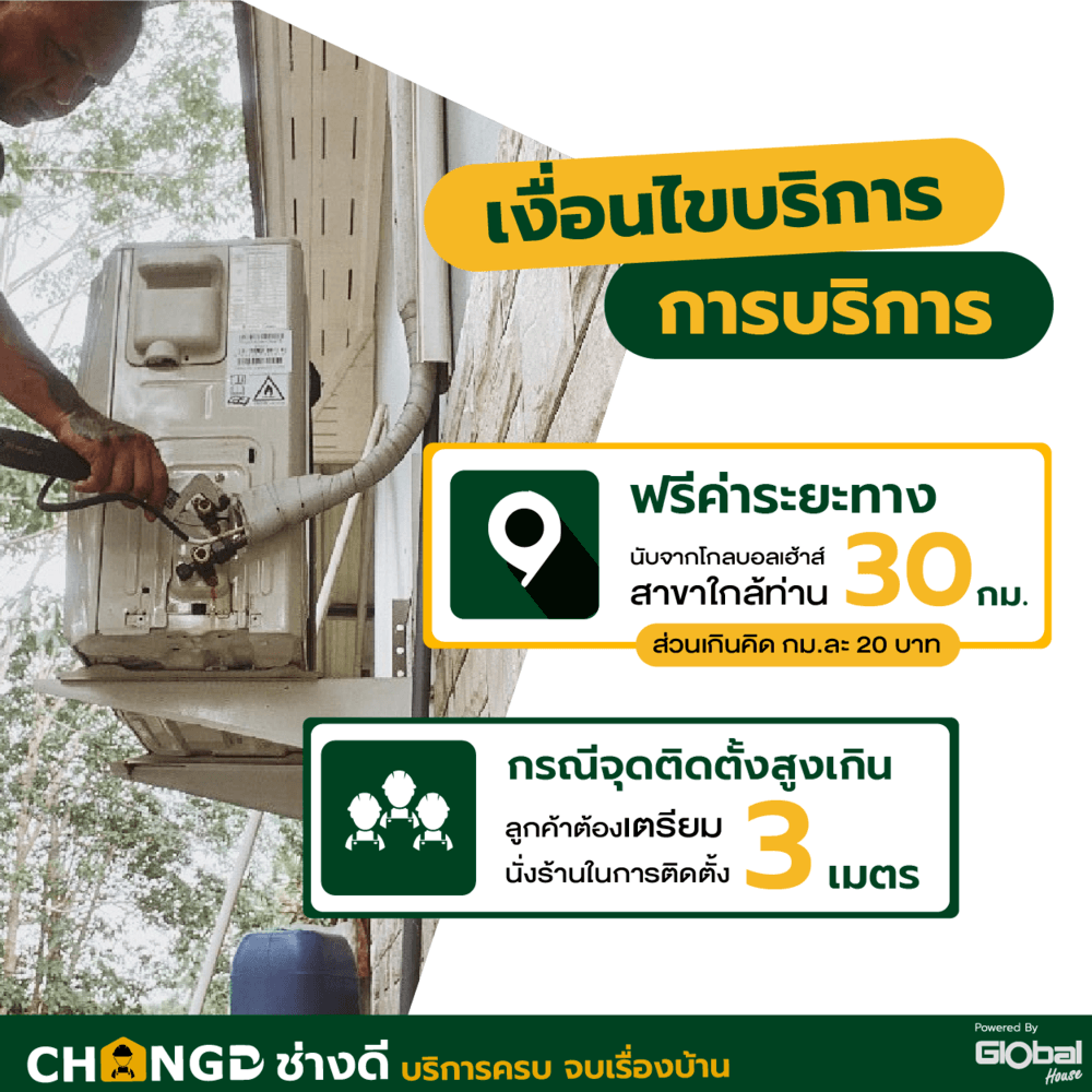 ค่าบริการรื้อถอนเครื่องปรับอากาศแบบตั้งพื้น/แขวนใต้ฝ้า ขนาด 9000 - 18000 BTU