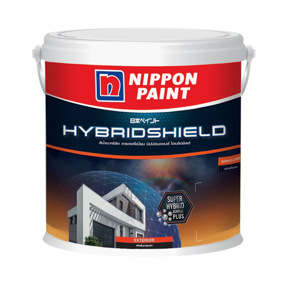 NIPPON PAINT สีน้ำภายนอก HYBRIDSHIELD กึ่งเงา ขนาด 1 แกลลอน เบส A
