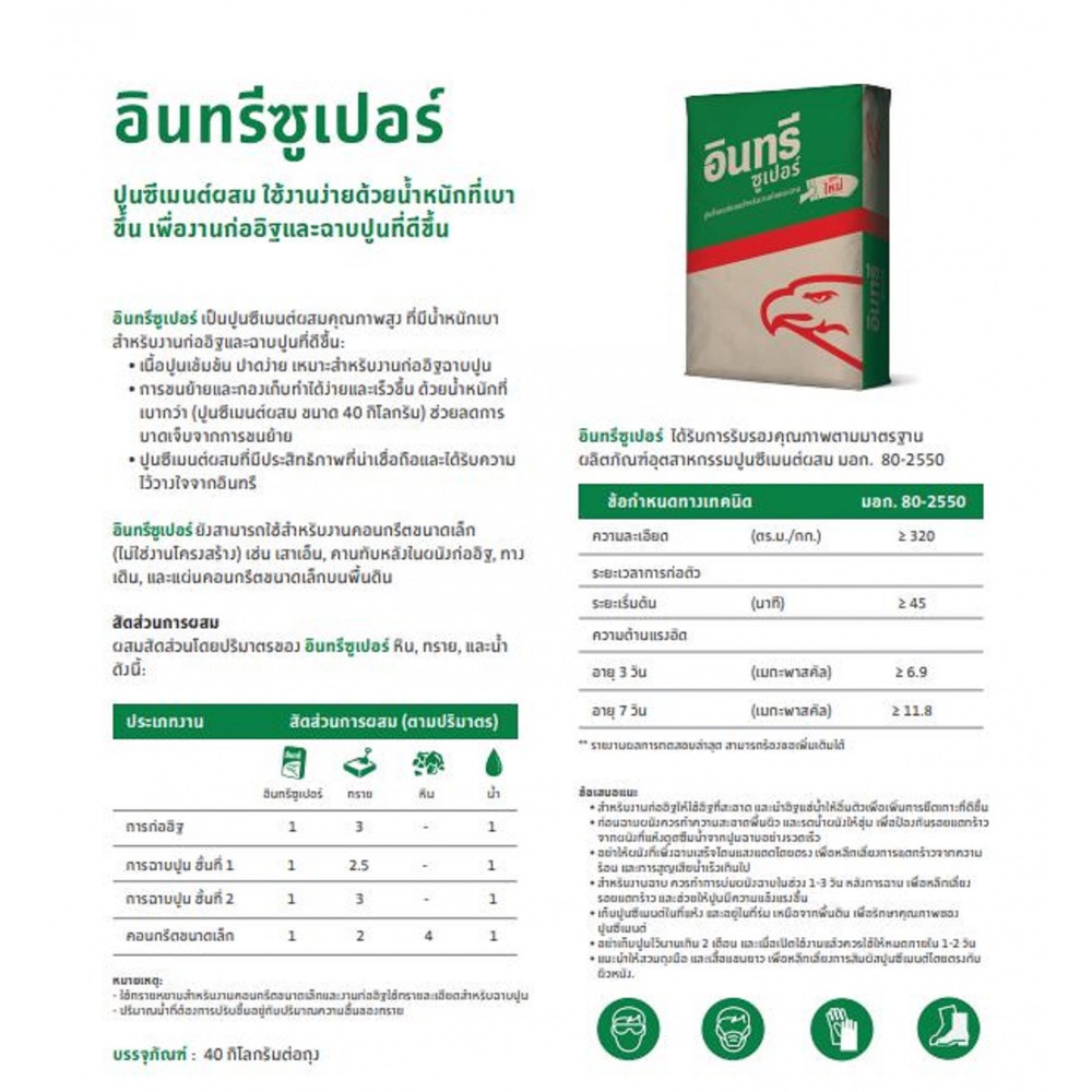 ปูนอินทรีซูเปอร์ 40 กก.
