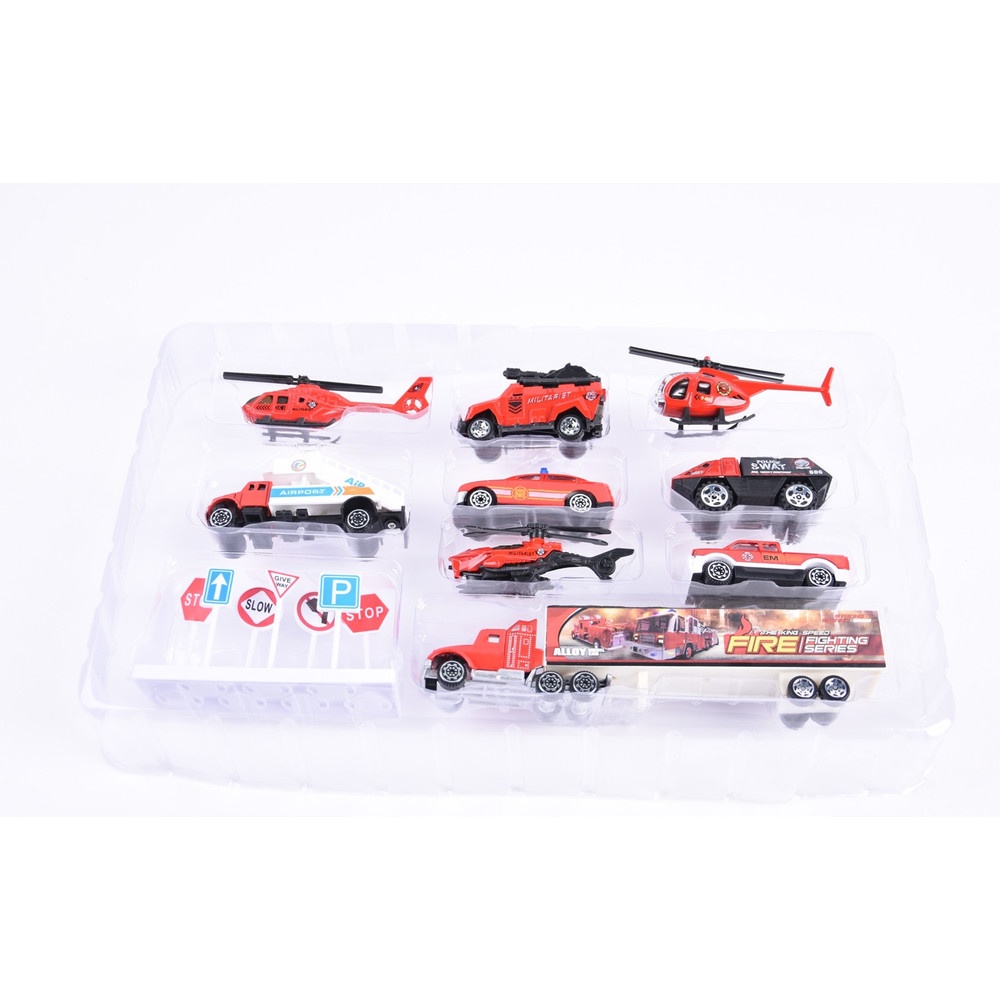 TOYS ของเล่นชุดรวมยานพาหนะกู้ภัย บรรจุ 7คัน สีแดง#696-6A (94x39x92ซม.)