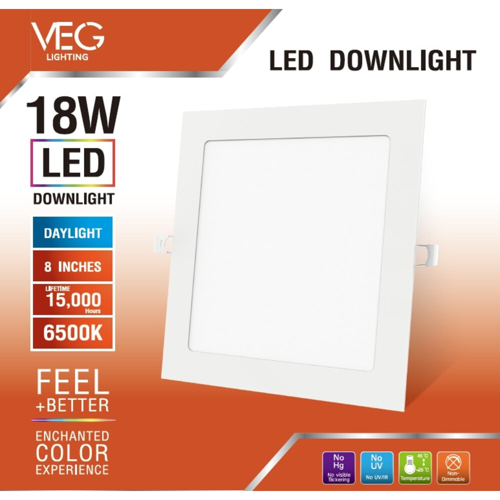 V.E.G.lighting ดาวน์ไลท์ LED แบบฝังหน้าเหลี่ยม 8 นิ้ว 18W รุ่นTP-SDW-18DL-V แสงเดย์ไลท์
