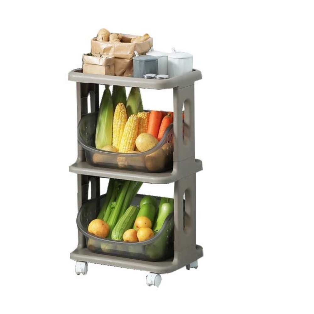 GOME ชั้นวางอเนกประสงค์ 3 ชั้น รุ่น CUCINA J-BXT403 ขนาด 39x27x69 ซม. สีเทา