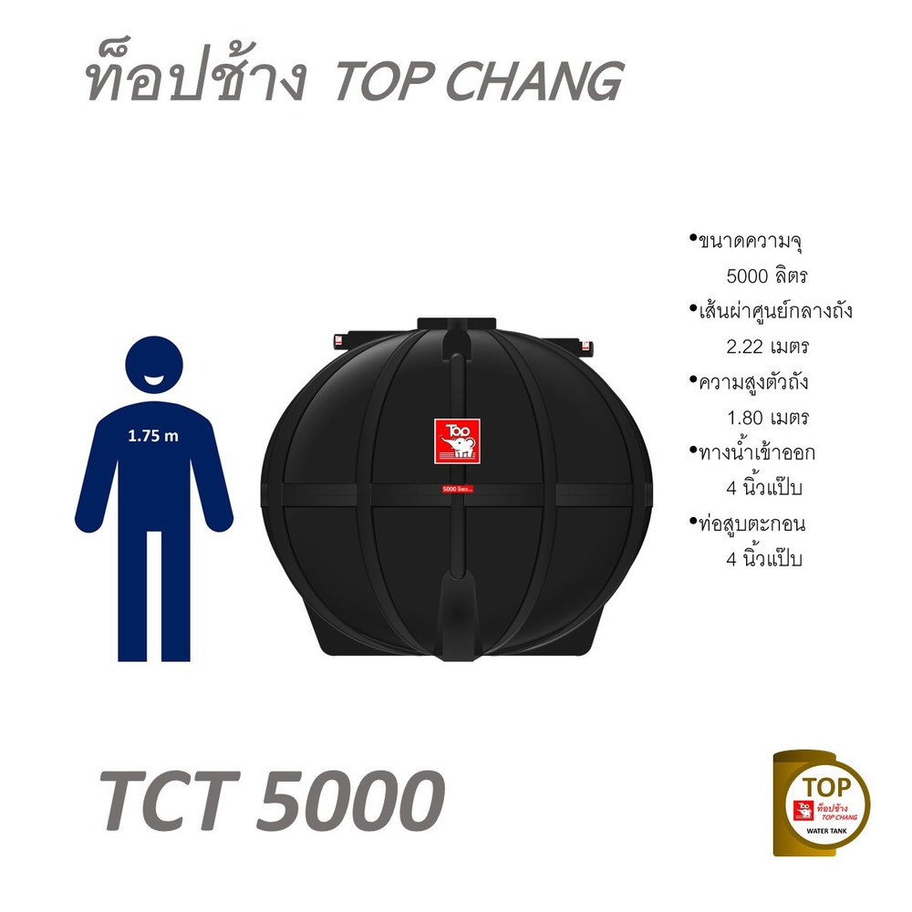 TOP ถังบำบัดน้ำเสีย 5000L รุ่น TCT-5000L รับประกัน 1 ปี