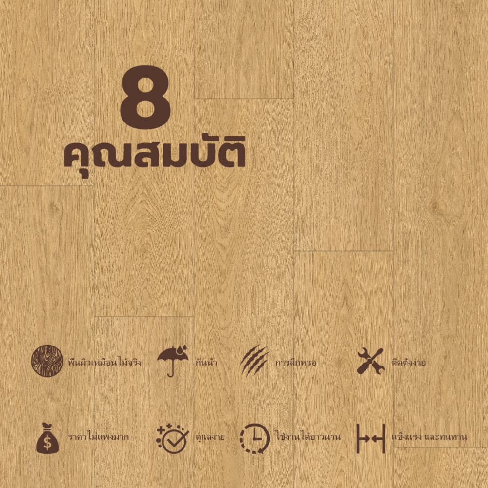 แผ่นปูพื้น SPC Click lock 230x1500x5มม +1มม IXPE รุ่น AMG7141-3 สี classic wood (2.07ตรม./6แผ่น)