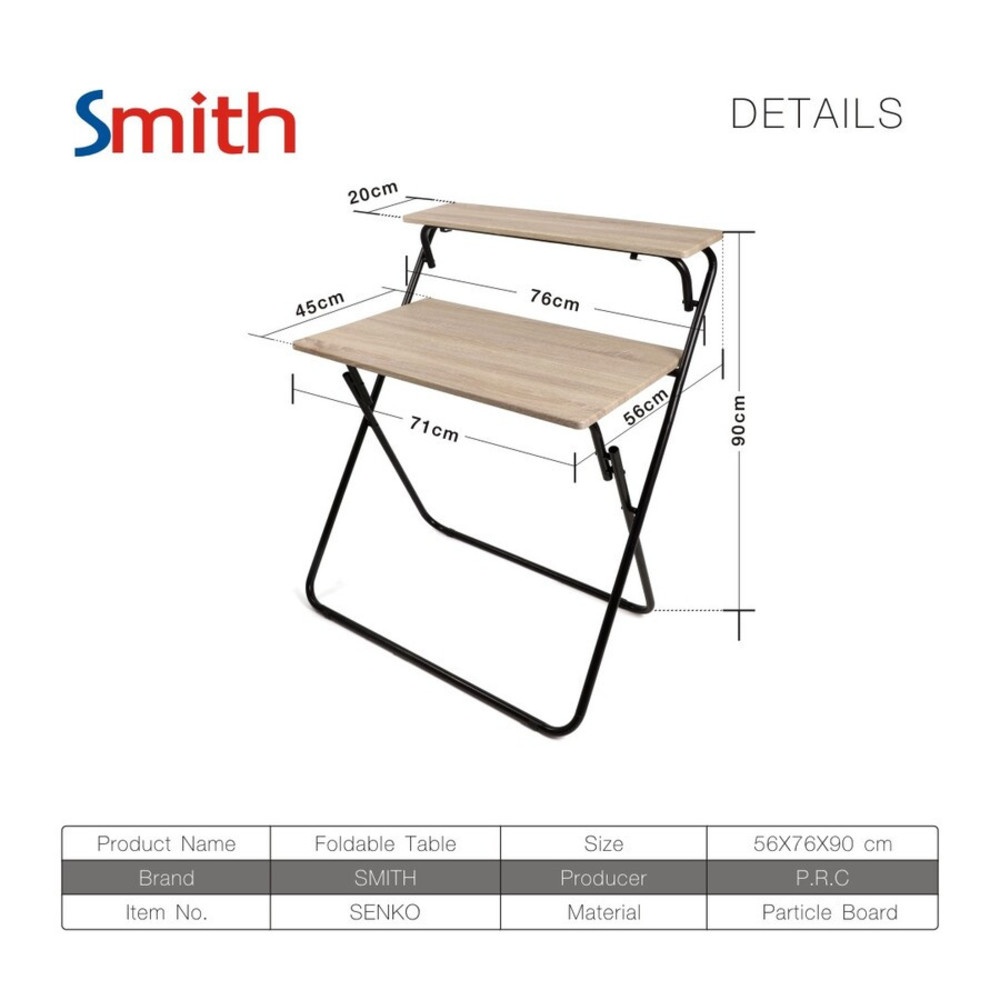 SMITH โต๊ะทำงานพับได้ รุ่น SENKO ขนาด 45x76x89 ซม. สีไม้ธรรมชาติ