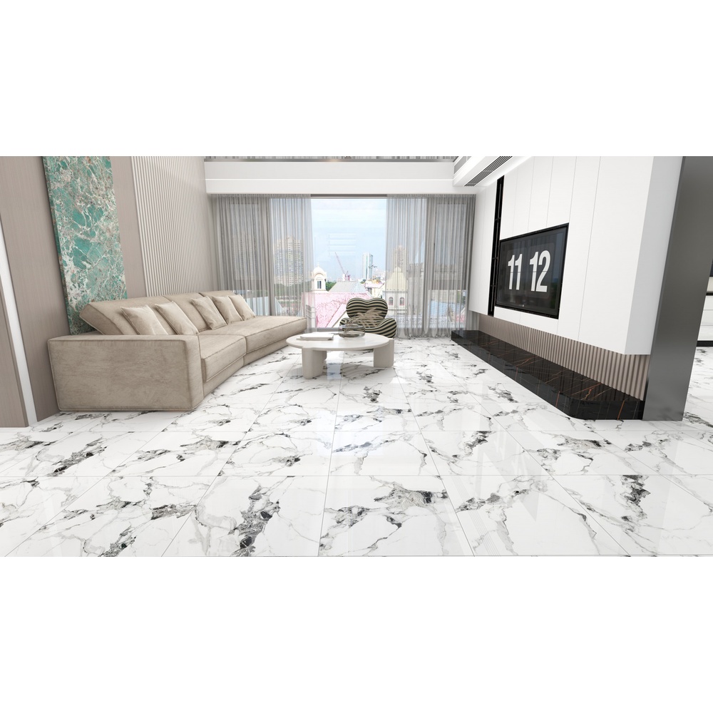 Marbella กระเบื้องพอร์ซเลน 60x60 ซม. รุ่น มิวกี้ ควอตซ์ XQP705 Glossy (4P) random