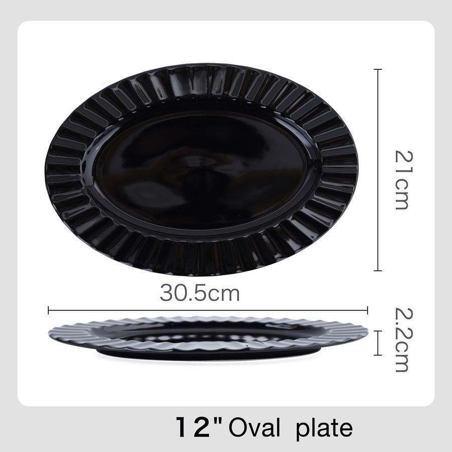 ADAMAS จานเปลเซรามิค 12 นิ้ว SNOOZE-BL03 สีดำ