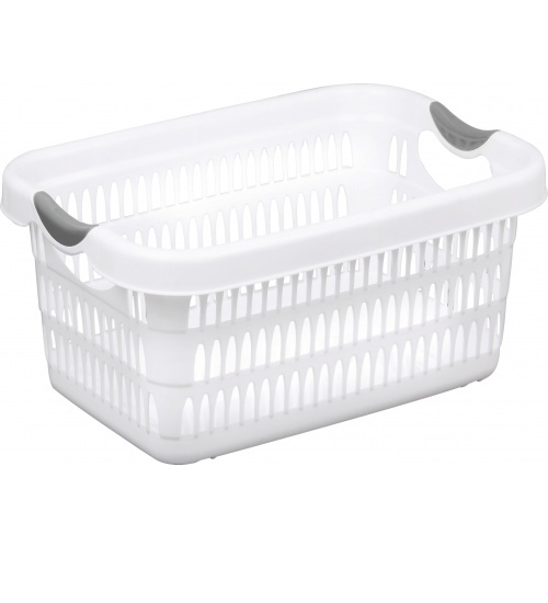 SAKU ตะกร้าผ้าพลาสติกมีหู 28ลิตร ขนาด 48x35x21ซม. รุ่น TG54242 สีขาว