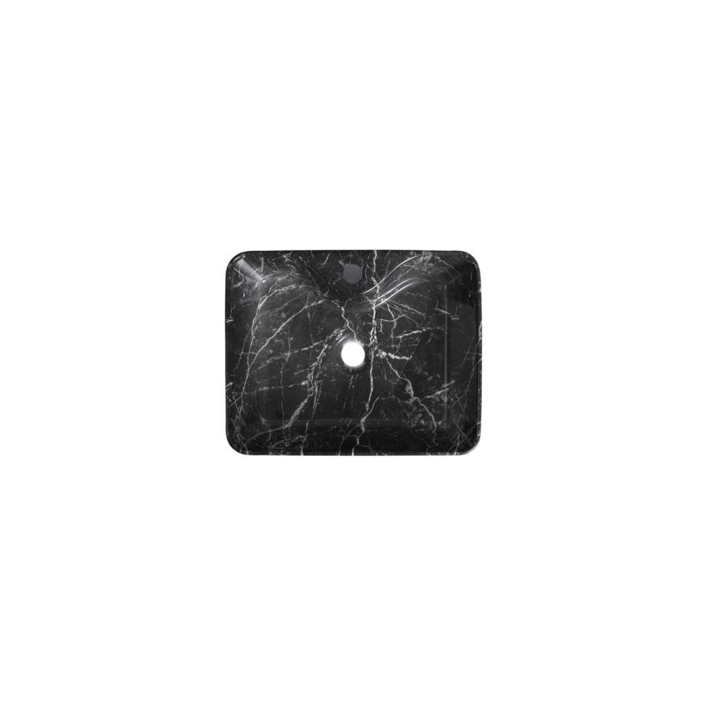 Verno อ่างวางบนเคาน์เตอร์ ขนาด 49x38x14cm รุ่น Black Carara marble 7054-SB Plus ลายหินอ่อน สีดำ
