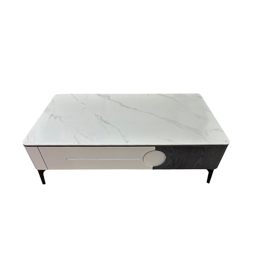 DELICATO โต๊ะกลางหน้าท็อปหินอ่อน รุ่น NOVA ขนาด 130x70x42 ซม. สีดำ-เทา