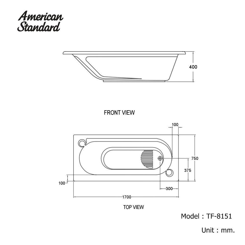 American Standard อ่างอาบน้ำแบบก่อ รุ่น Saturn-L TF-8151