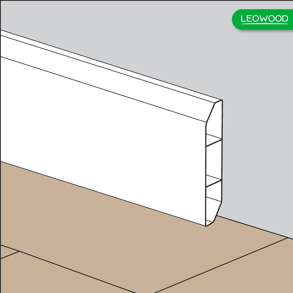 LEOWOOD บัวพื้นไม้พลาสติกพีวีซี ปิดผิวPVC -NATURAL BEECH (BEECH อ่อน 022-5) ขนาด 20x90x2000