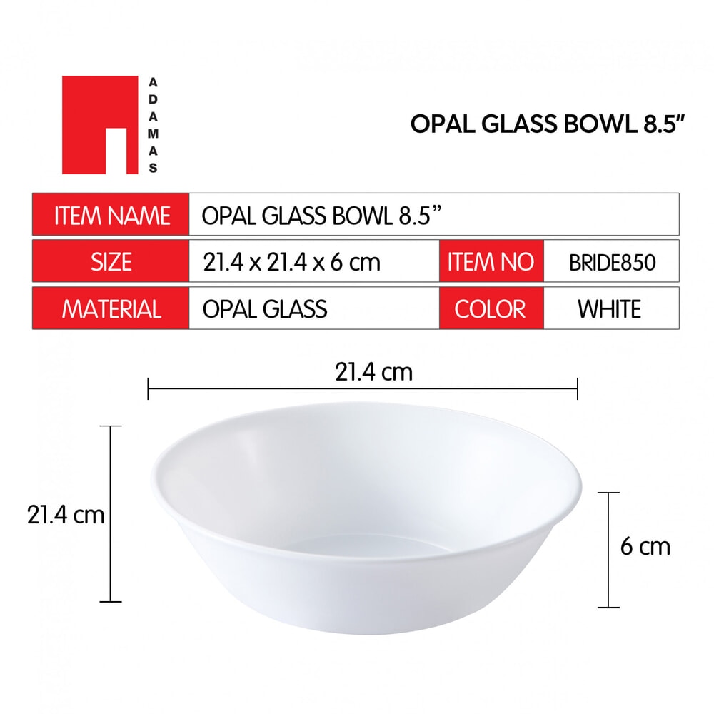 ADAMAS ถ้วยโอปอล 8.5” BRIDE850 สีขาว