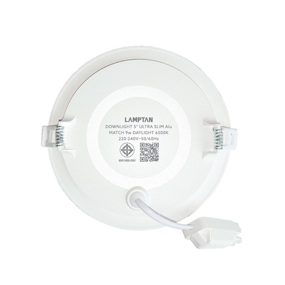 LAMPTAN โคมดาวน์ไลท์ LED แบบฝังหน้ากลม 5นิ้ว 9W ขอบขาว รุ่นอัลตร้าสลิม อลูมิเนียม แสงเดย์ไลท์