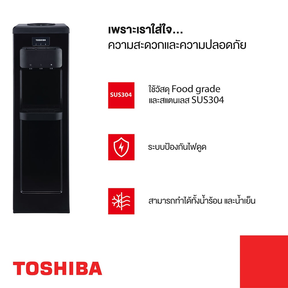 TOSHIBA เครื่องทำน้ำร้อน-น้ำเย็น 3 หัวก๊อก RWF-W1917TK(K) สีดำ