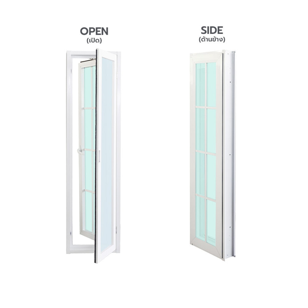 WELLINGTAN หน้าต่างอะลูมิเนียมลายกริด บานเปิด G-WGA0415 40x150ซม. สีขาว พร้อมมุ้ง