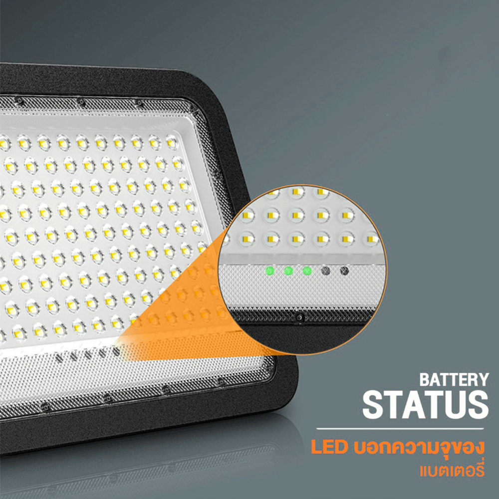 EILON โคมฟลัดไลท์โซล่าเซลส์ 100วัตต์ รุ่นZQ-YX-100W +รีโมท IP65 แสงขาวธรรมชาติ สีดำ