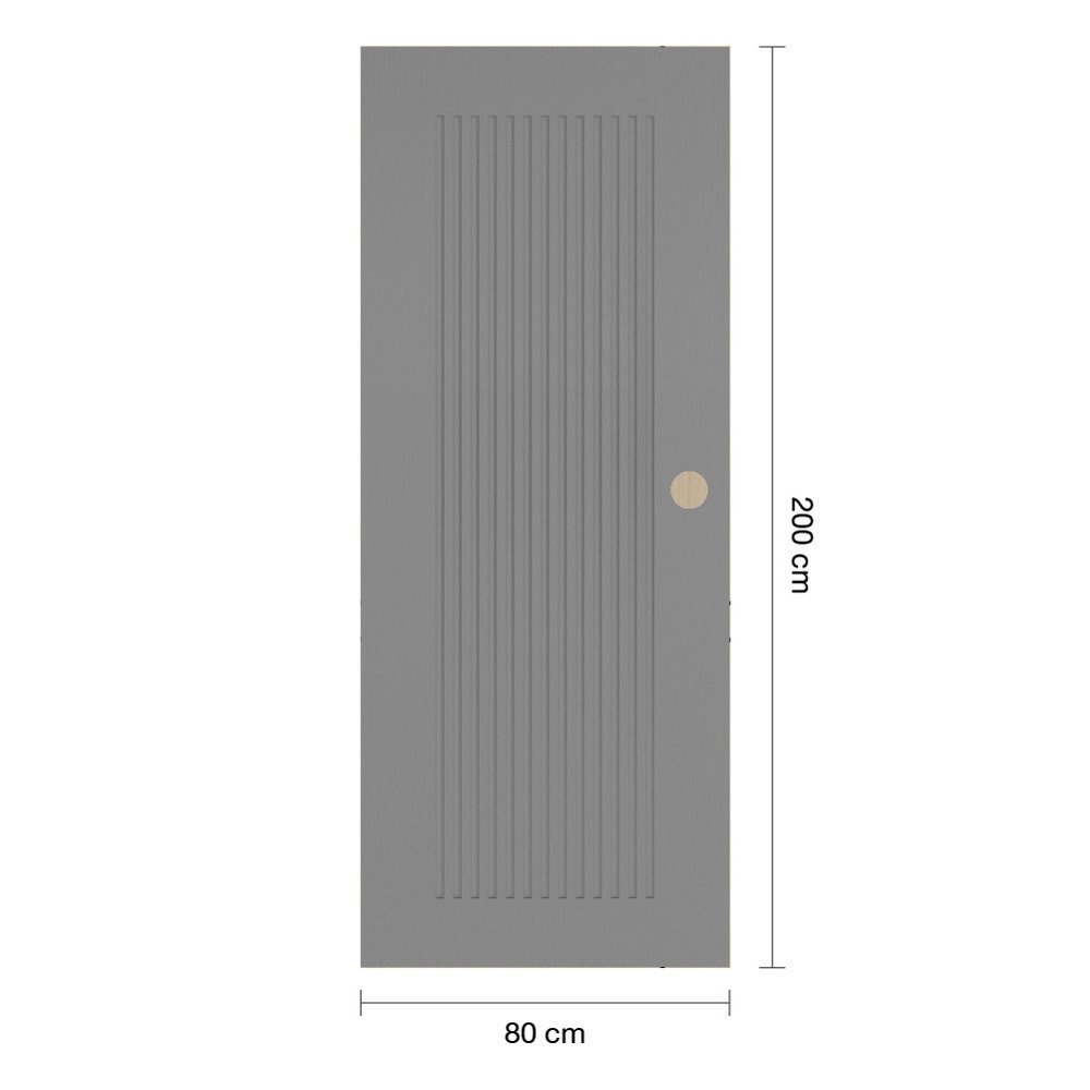 WELLINGTAN ประตู uPVC ภายนอก แว๊คร่อง ผิว Revo รุ่น WJR006 ขนาด 80x200 ซม. สีเทา (เจาะรูลูกบิด)