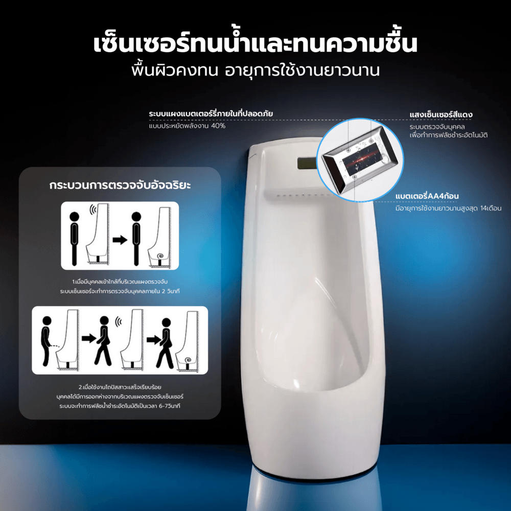 Verno โถปัสสาวะชายแบบตั้งพื้นพร้อมฟลัชวาล์วอัตโนมัติ รุ่น สแปลช VN-147