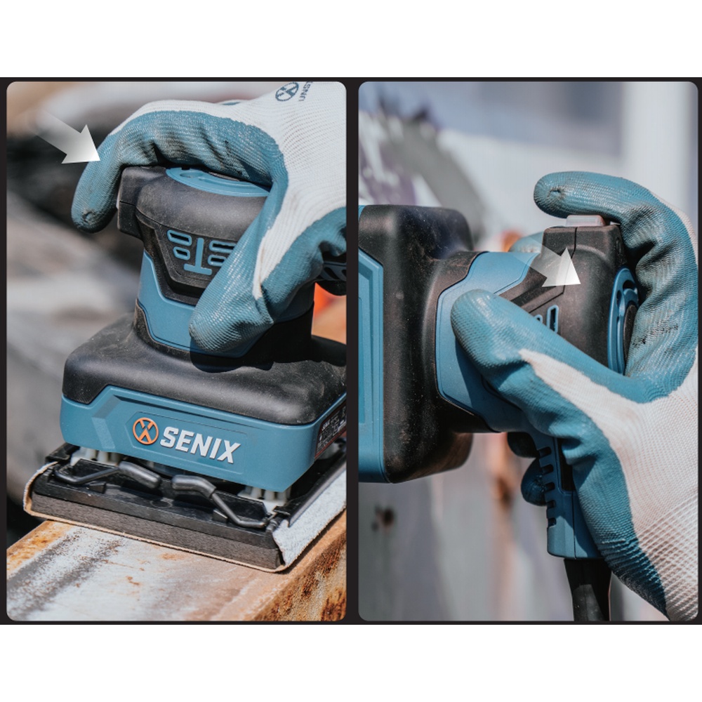 SENIX เครื่องขัดกระดาษทรายไฟฟ้า ขนาด 100X110 มม. (สีเหลี่ยม) 240W รุ่น PSE2.4-M-EU สีน้ำเงิน - ดำ