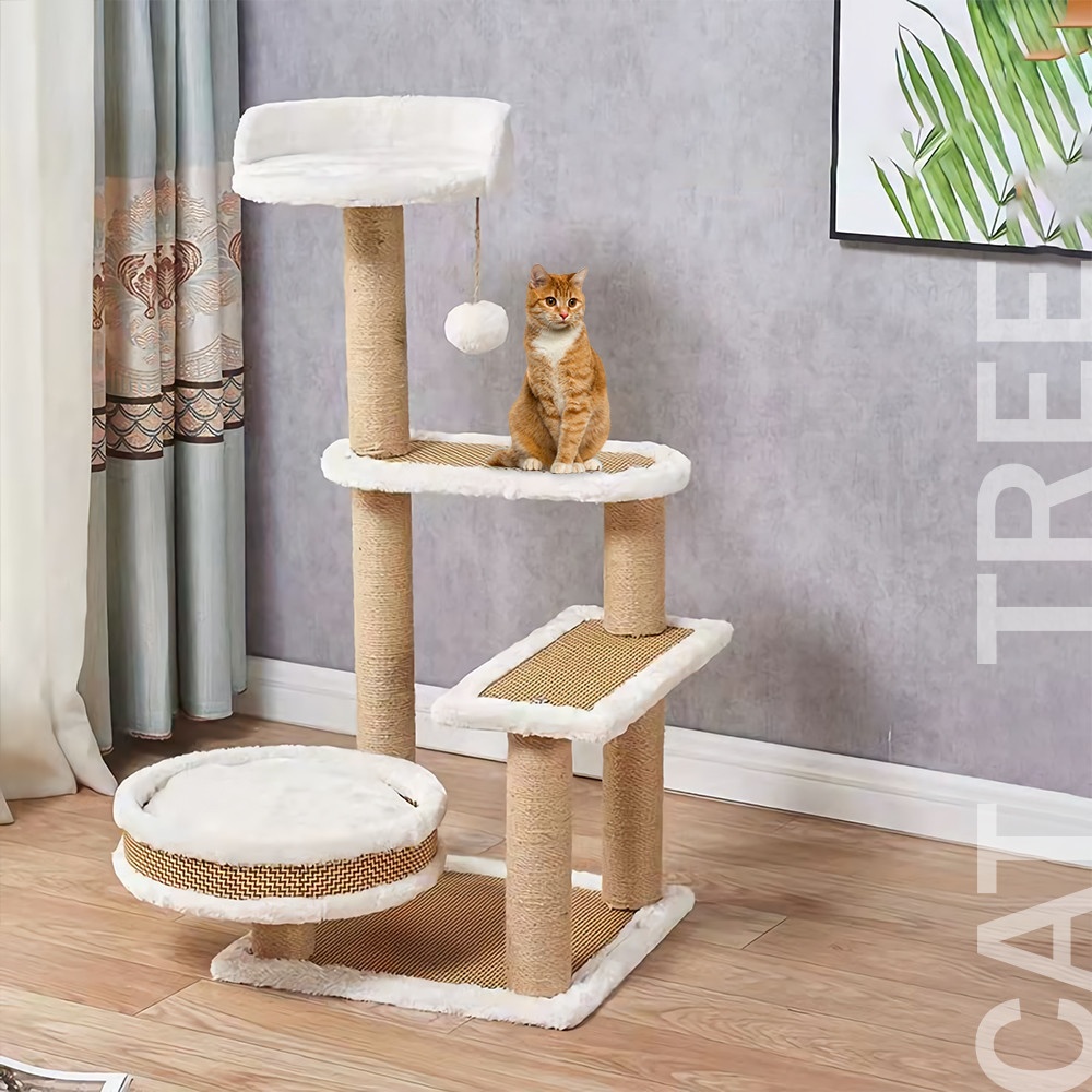 DUDUPETS คอนโดแมว รุ่น NEKO ขนาด45x45x90ซม. สีธรรมชาติ