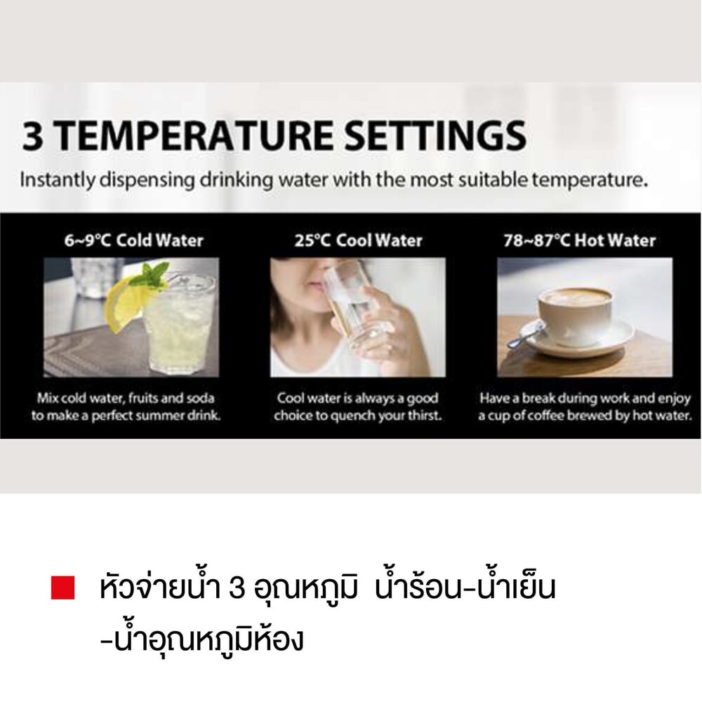 TOSHIBA เครื่องทำน้ำร้อน-น้ำเย็น 3 หัวก๊อก RWF-W1917TK(K) สีดำ