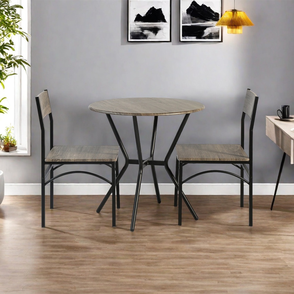 Delicato ชุดโต๊ะอาหารทรงกลม 2 ที่นั่ง รุ่น Mikaโต๊ะ:75X75x76 ซม. เก้าอี้:46X51X82ซม. สีน้ำตาลอ่อน