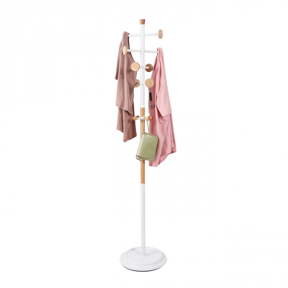 SAKU ที่แขวนหมวกและเสื้อ รุ่น 155101 ขนาด 36X36X175.5 ซม. สีขาว-ไม้ไผ่