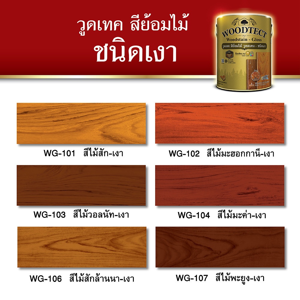 Woodtect วูดเทค วูดสเตน WG-102 เงา 1/4กล. สีไม้มะฮอกกานี