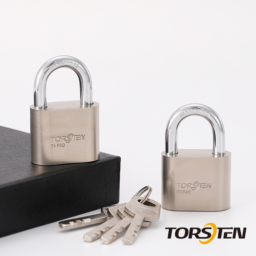 TORSTEN ชุดกุญแจคล้องเหล็กระบบลูกปืน 2ชิ้น(ไส้ทองเหลือง) 40มม รุ่น RVP-340BR.2