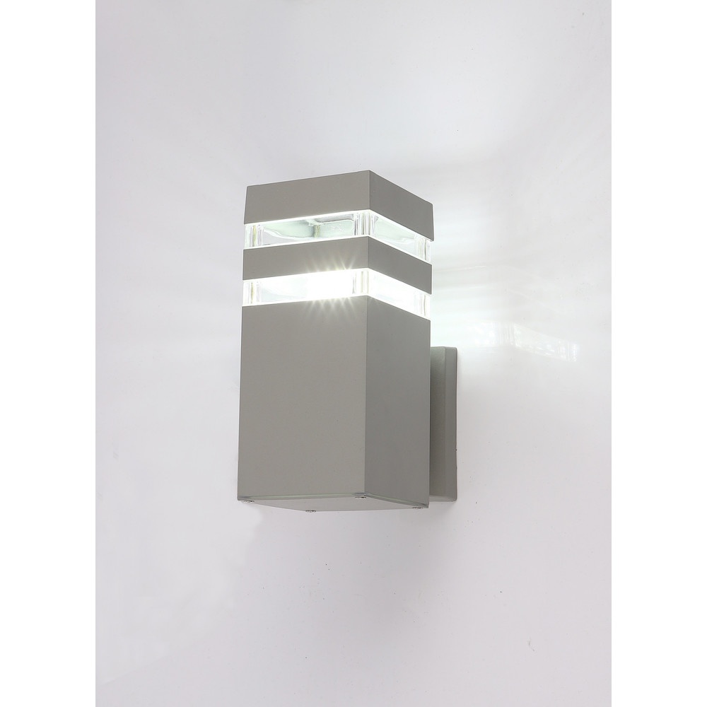 EILON โคมไฟติดผนังโมเดิร์น ทรงกระบอกสี่เหลี่ยม E27 ขนาด 9x9x20cm IP65 รุ่น MVW018-S(G) สีเทา