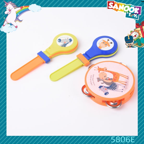 TOYS ของเล่นชุดเซตกลองพร้อมอุปกรณ์ดนตรี 7 ชิ้น#5806E ขนาด 28x12x26 ซม.