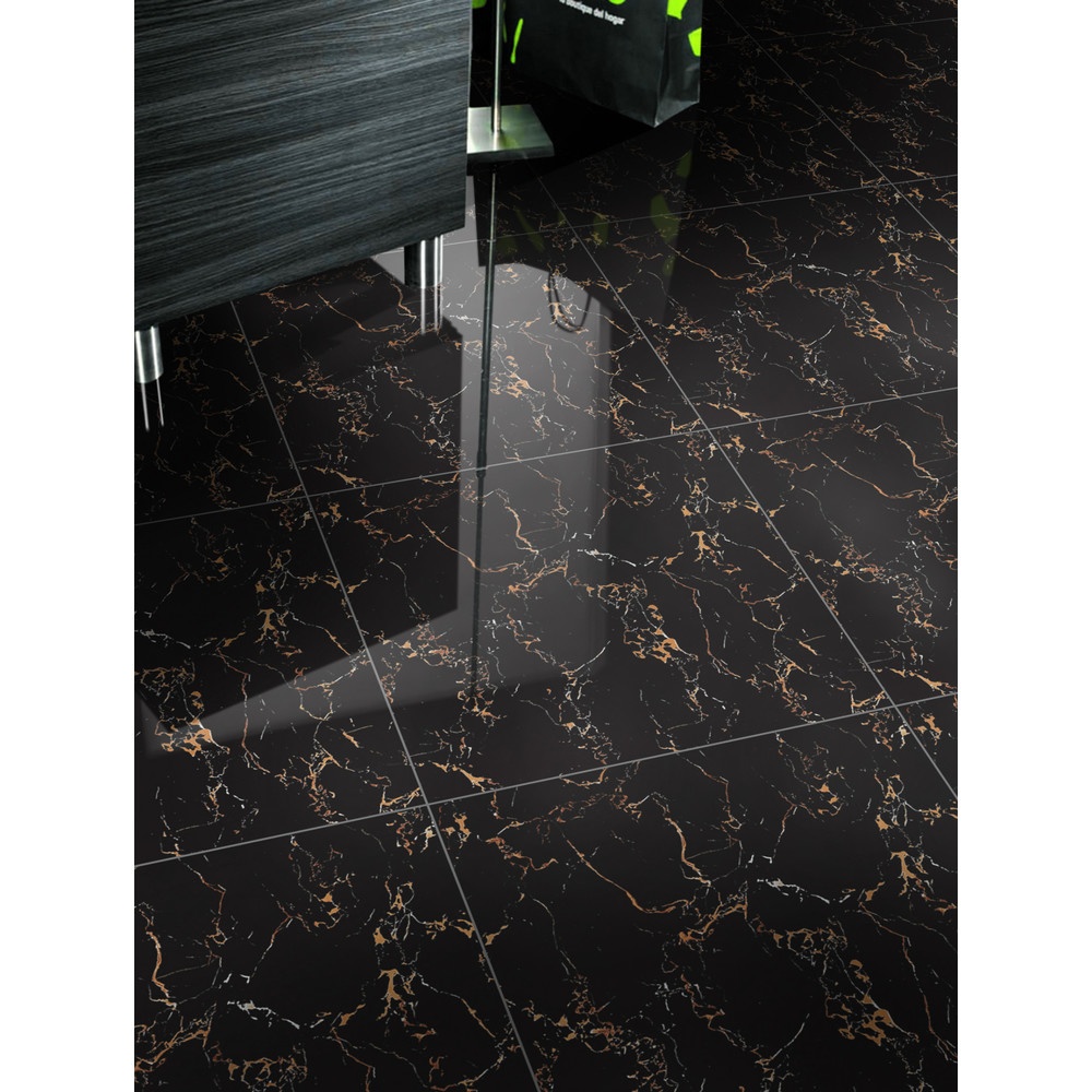 Marbella 60x60 กระเบื้องพอร์ซเลน รุ่น แบล๊ก โกลด์-สี แบล๊ก โกลด์ สโตน Glazed Tile P6044 (4P) Random