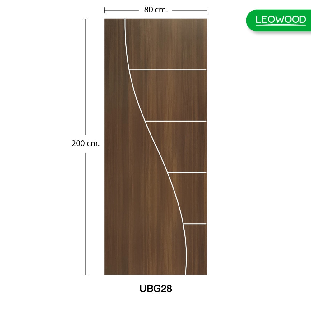 LEOWOOD ประตู UPVC สี Black Teak ลาย G2 ขนาด 80x200 ซ.ม.
