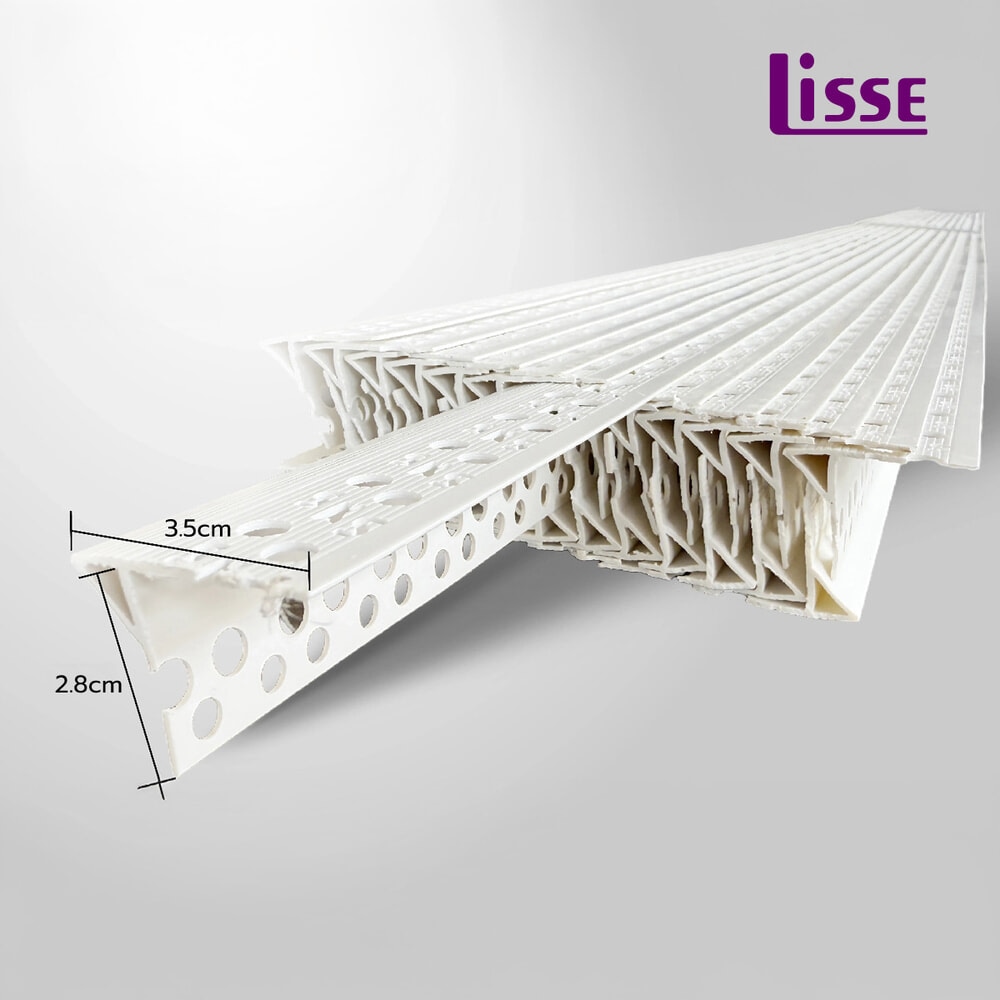 Lisse คิ้วเข้ามุม PVCขนาด 3.5x200x2.8CM. ยาว 2 เมตร GJ0457 สีขาว