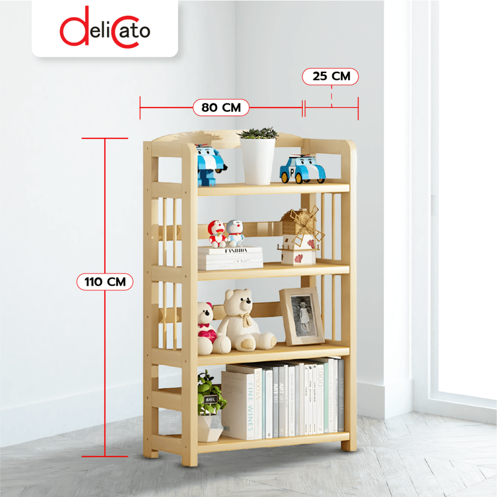 DELICATO ชั้นวางของไม้สน 4 ชั้น รุ่น PINE04 ขนาด 25x80x110 ซม. สีไม้