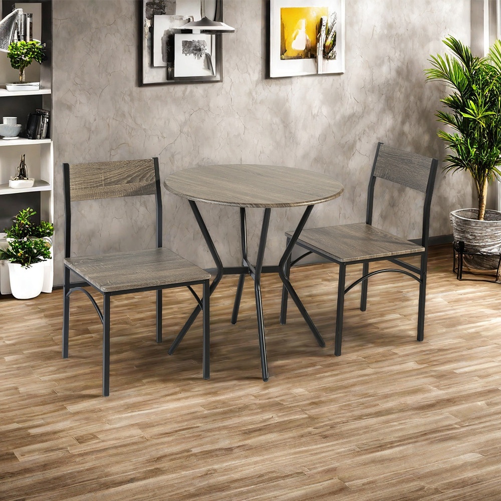 Delicato ชุดโต๊ะอาหารทรงกลม 2 ที่นั่ง รุ่น Mikaโต๊ะ:75X75x76 ซม. เก้าอี้:46X51X82ซม. สีน้ำตาลอ่อน