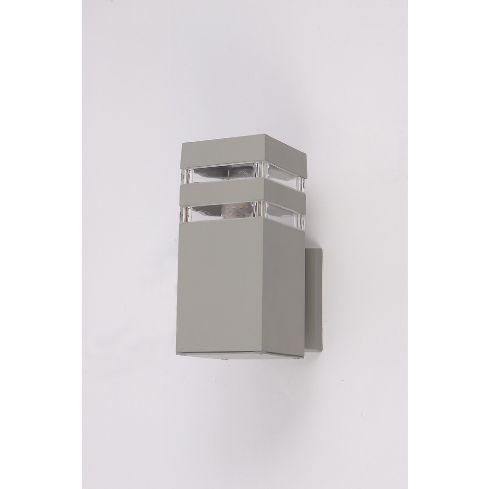 EILON โคมไฟติดผนังโมเดิร์น ทรงกระบอกสี่เหลี่ยม E27 ขนาด 9x9x20cm IP65 รุ่น MVW018-S(G) สีเทา