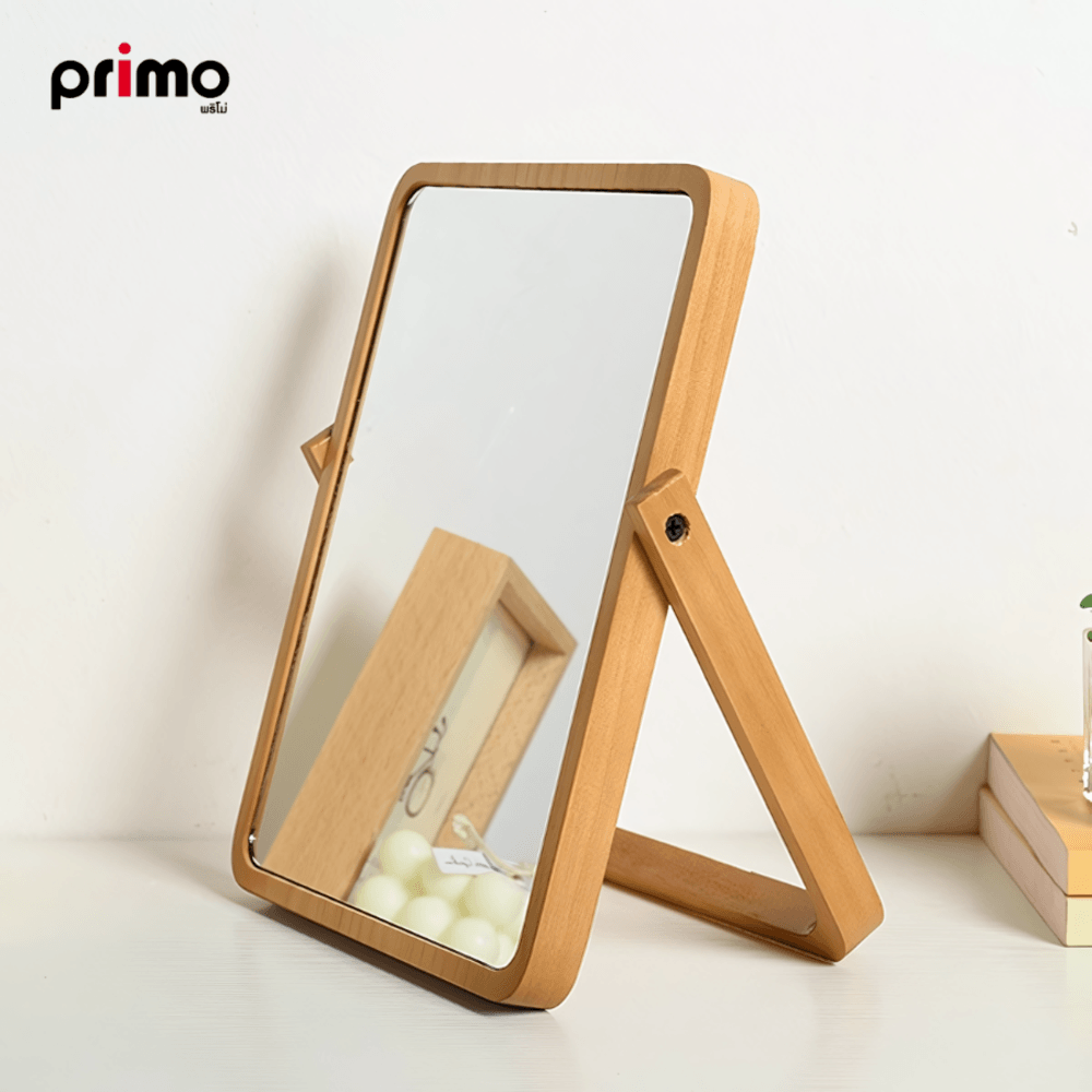 Primo กระจกแต่งหน้าตั้งโต๊ะกรอบไม้ รุ่น Mira ขนาด 2x20x27 ซม. สีน้ำตาล