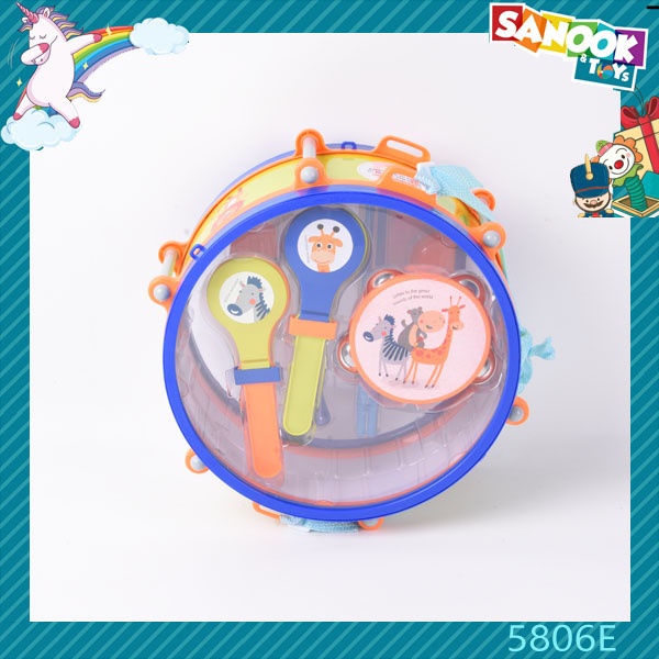 TOYS ของเล่นชุดเซตกลองพร้อมอุปกรณ์ดนตรี 7 ชิ้น#5806E ขนาด 28x12x26 ซม.