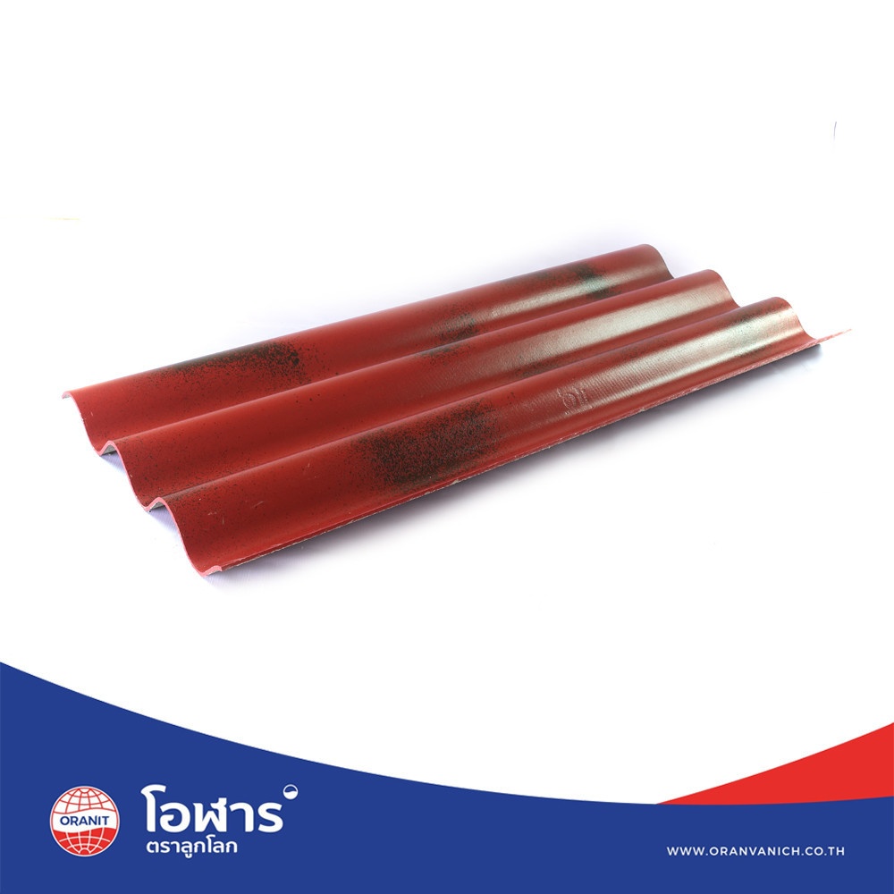โอฬาร กระเบื้องหลังคา 3ลอน 0.5x50x150 ซม. สีแดงประกายทับทิม