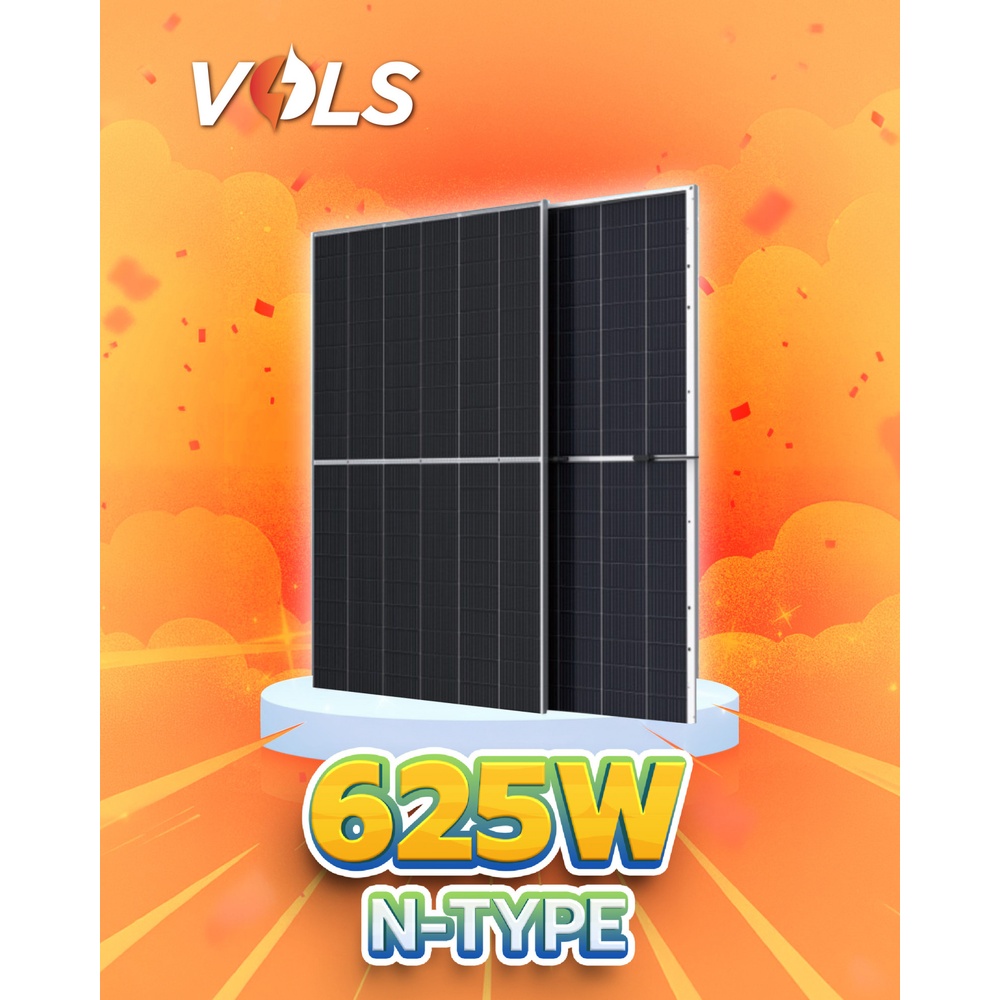VOLS แผงโซล่าเซลล์ 625W MONOCRYSTALLINE รุ่น SP-N16/156HG N-Type Bifacila 2,465 X 1,134 X 30mm สีดำ